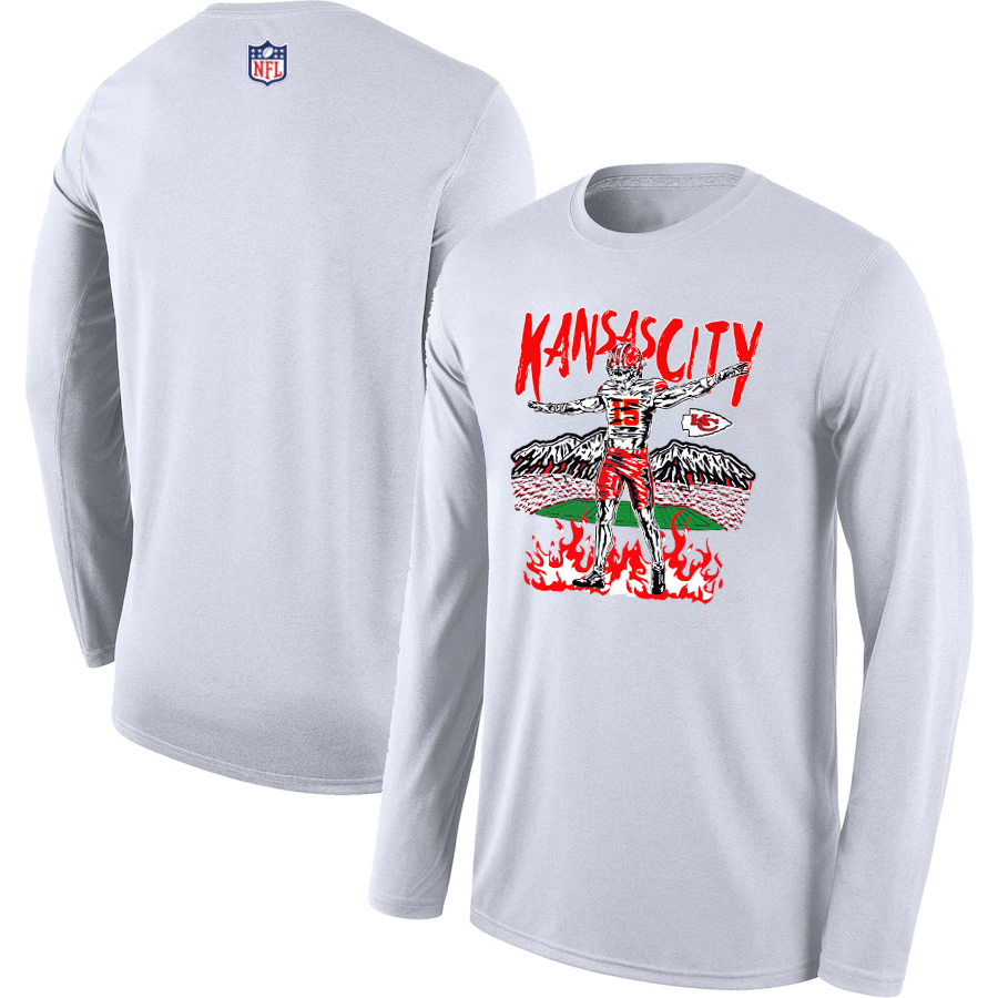 Men 2024 NFL Kansas City Chiefs T shirts white long sleeves style2->nfl t-shirts->Sports Accessory